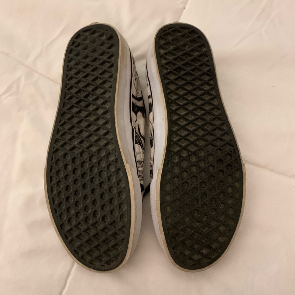 Black and White Floral Rose Vans Classics - Picture 3 of 4